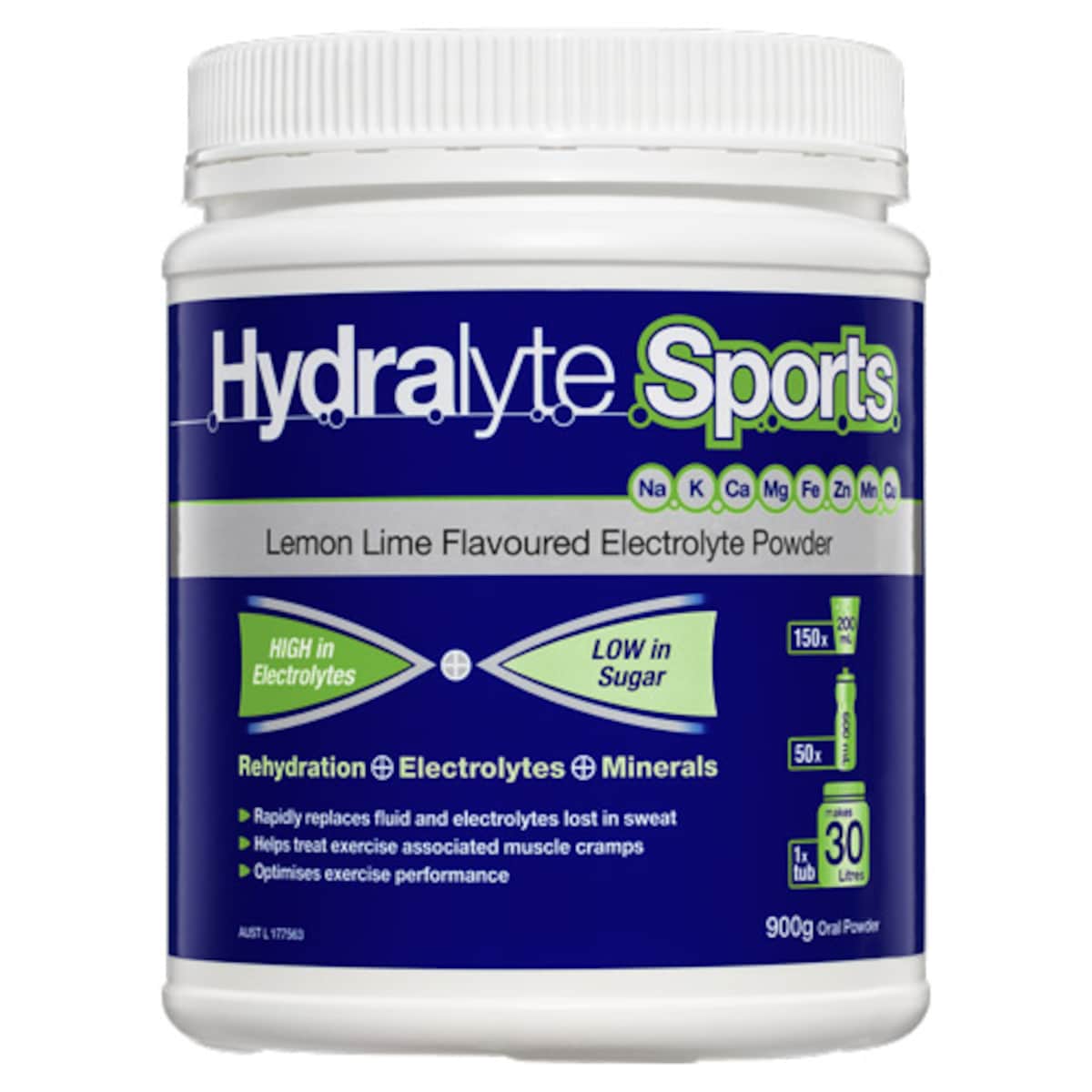 Hydralyte Sports Electrolyte Powder Lemon Lime 900g