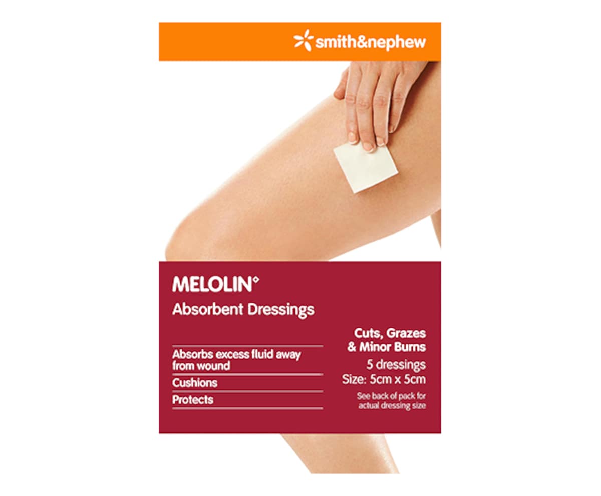 Melolin Absorbent Dressing 5cm x 5cm 5 Pack by Smith & Nephew