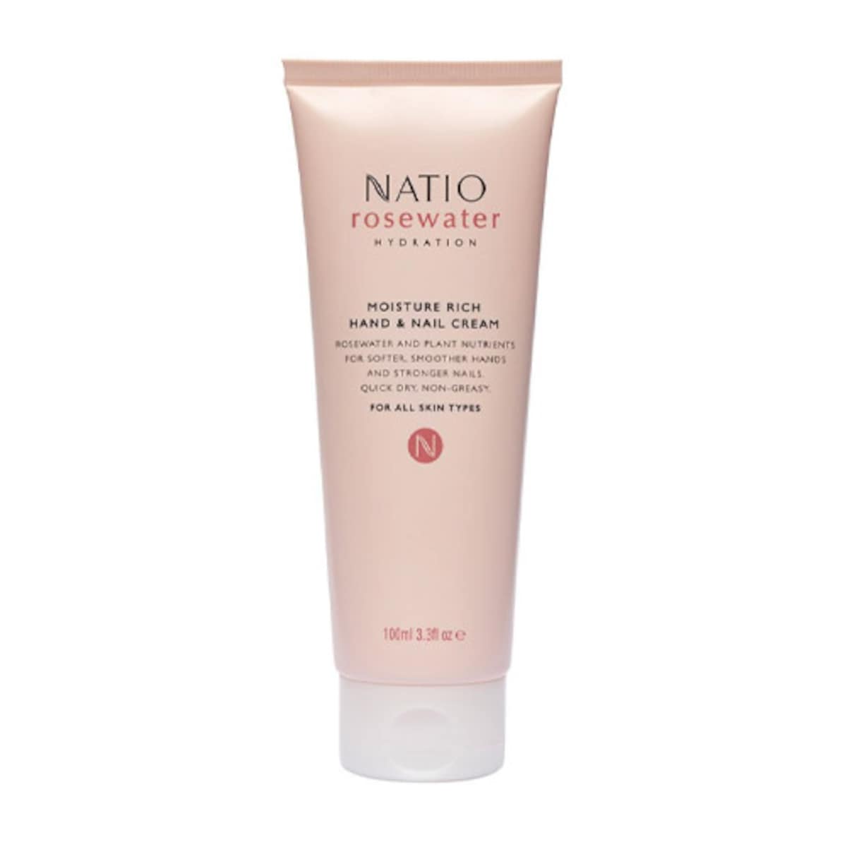 Natio Rosewater Hydration Moisture Rich Hand & Nail Cream 100ml