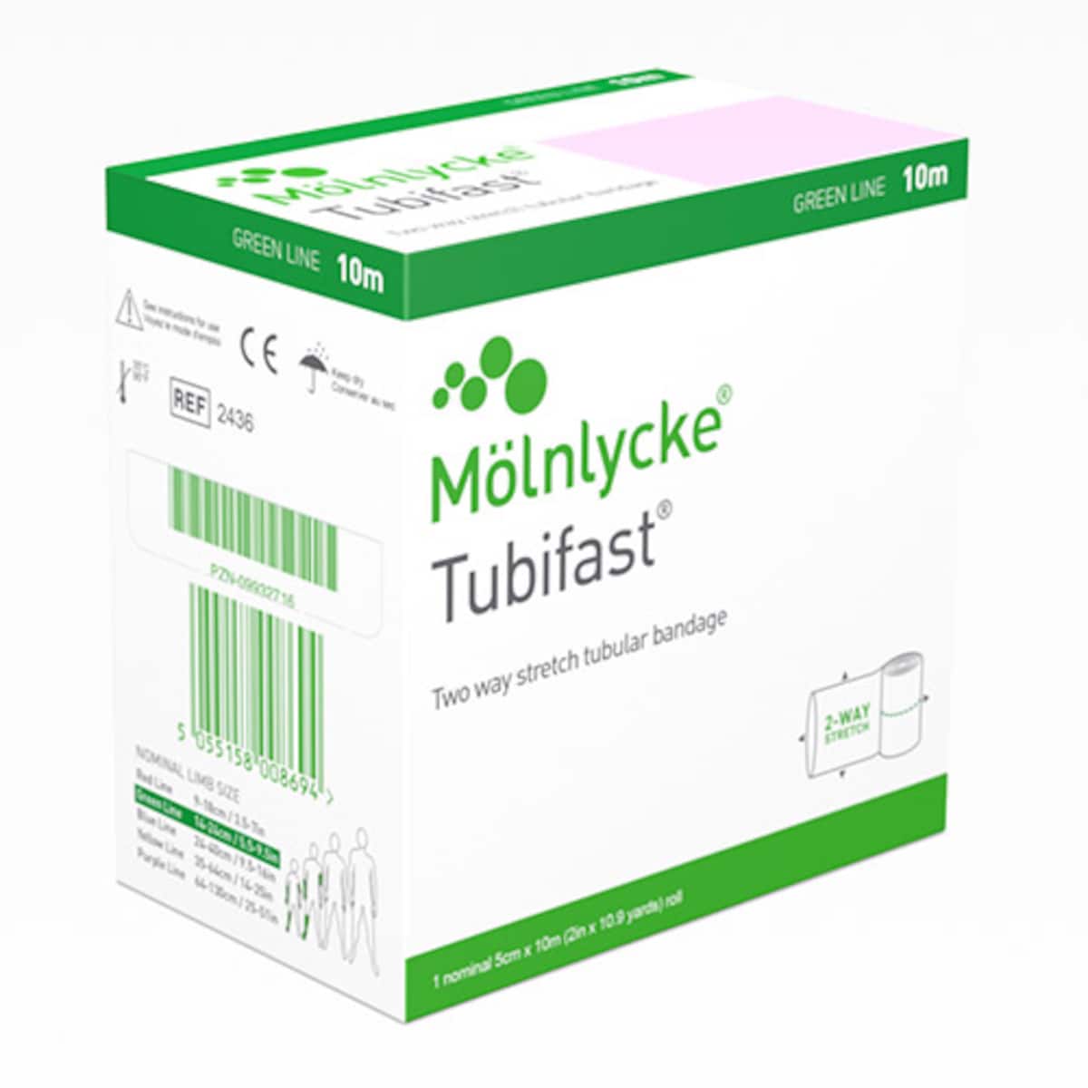 Tubifast Two Way Stretch Tubular Bandage Green Line 10m