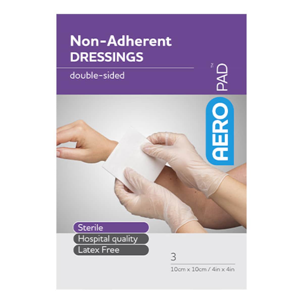 AeroPad Non-Adherent Dressings 10cm x 10cm - 3 Pack