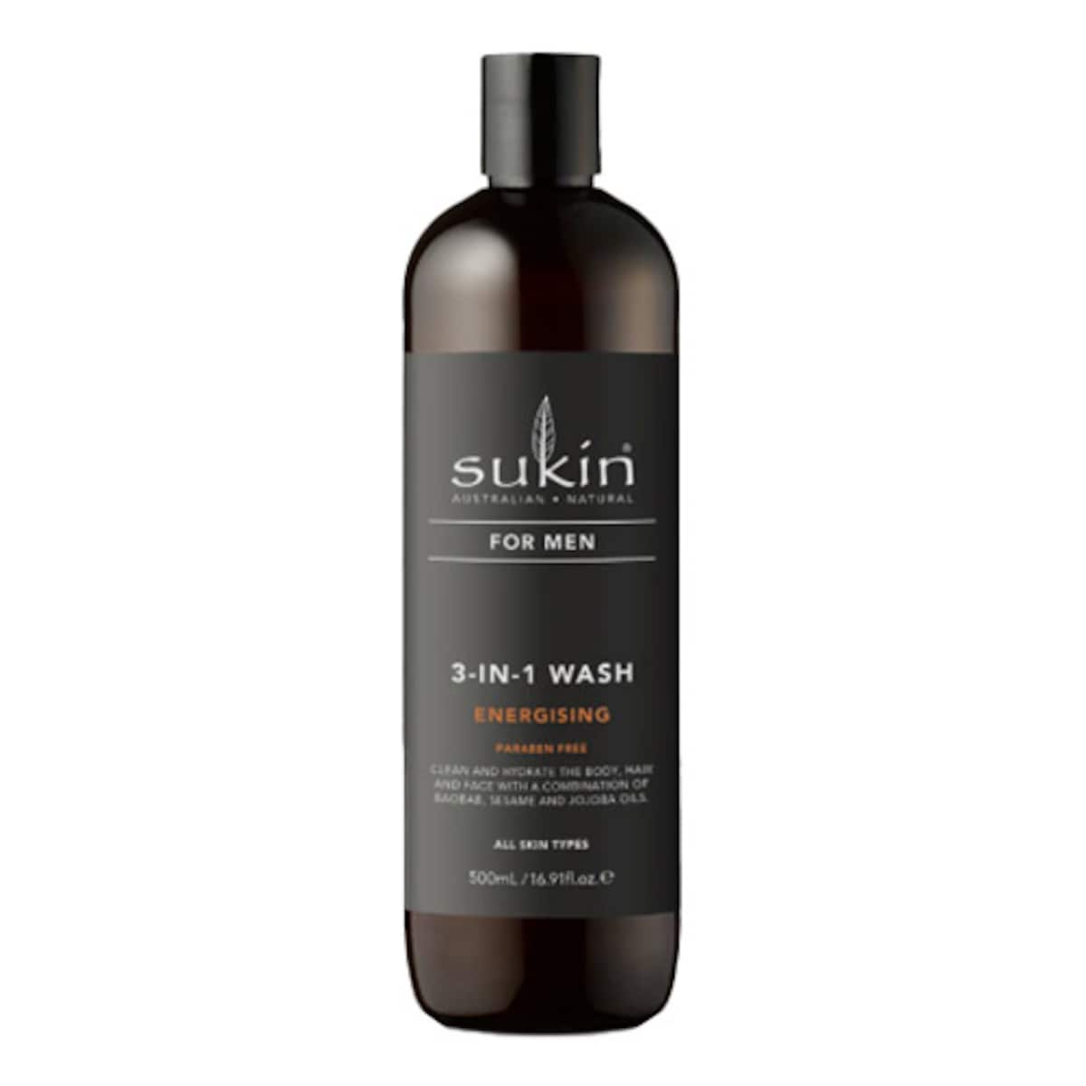 Sukin For Men 3-In-1 Energising Body Wash 500ml