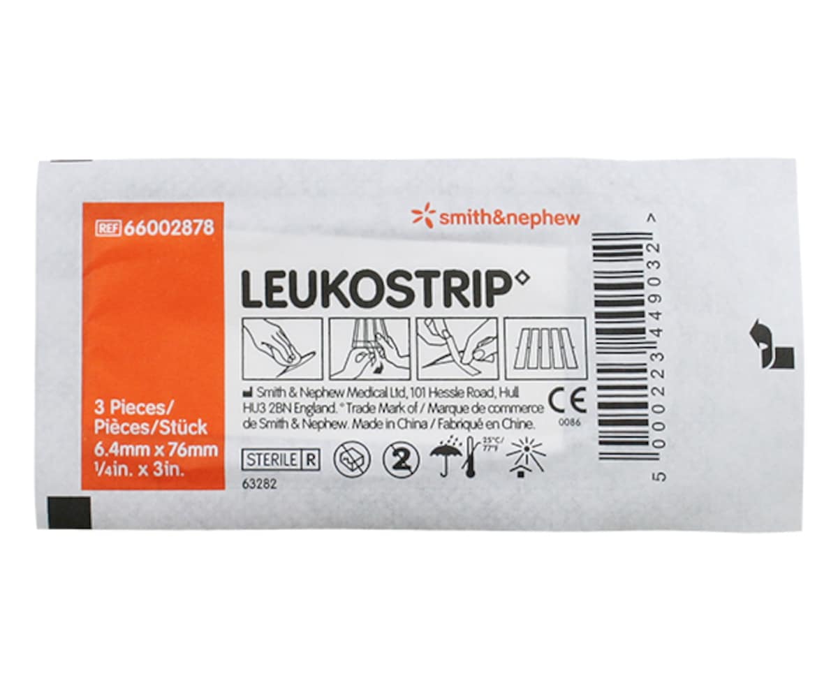 Smith & Nephew Leukostrip Wound Closure Strips 6.4mm x 76mm - 3 Strips