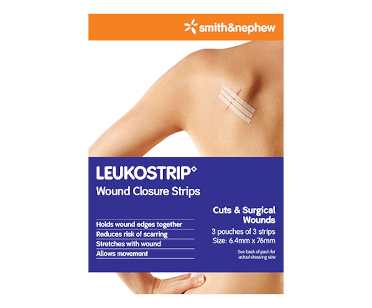 Smith & Nephew Leukostrip Wound Closure Strips 6.4mm x 76mm 3 x 3 Strips