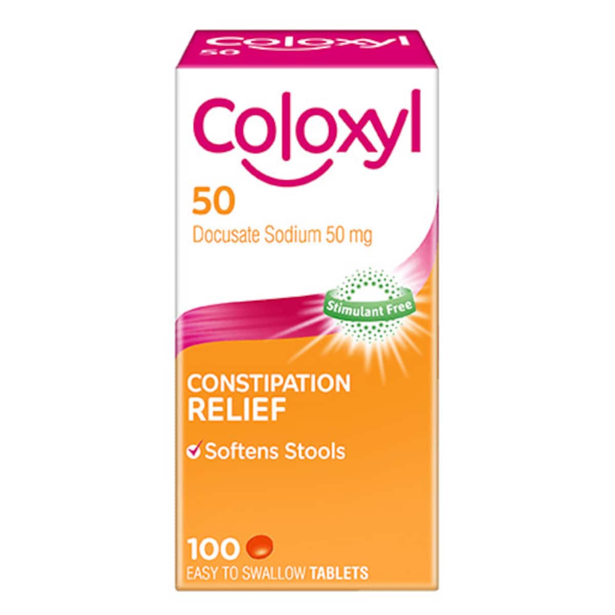 Coloxyl 50mg Constipation Relief 100 Tablets
