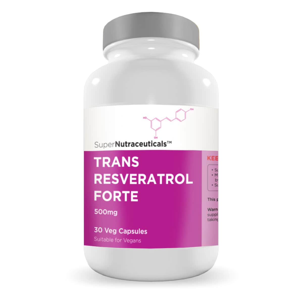 SuperNutraceuticals trans-Resveratrol 500mg Capsules 30 {Compounded}