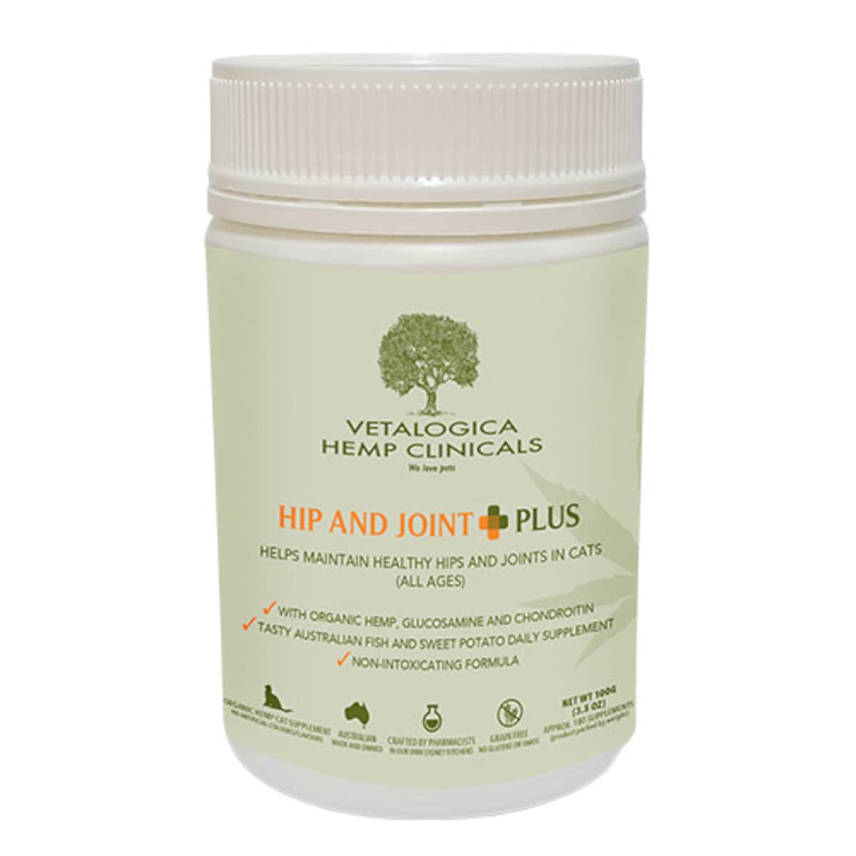 Vetalogica Hemp Clinicals Hip & Joint Plus Cat Supplement 100g