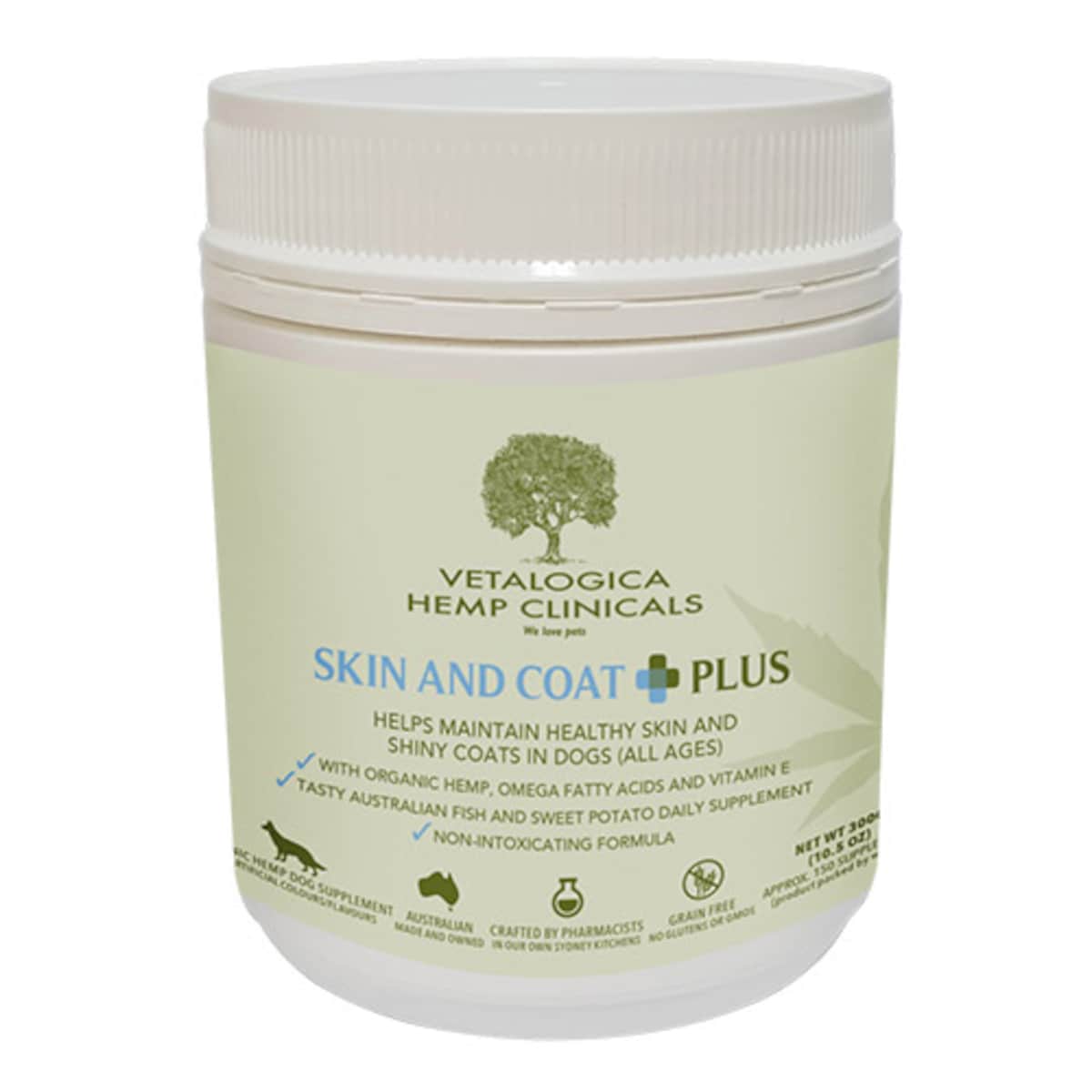 Vetalogica Hemp Clinicals Skin & Coat Plus Dog Supplement 300g