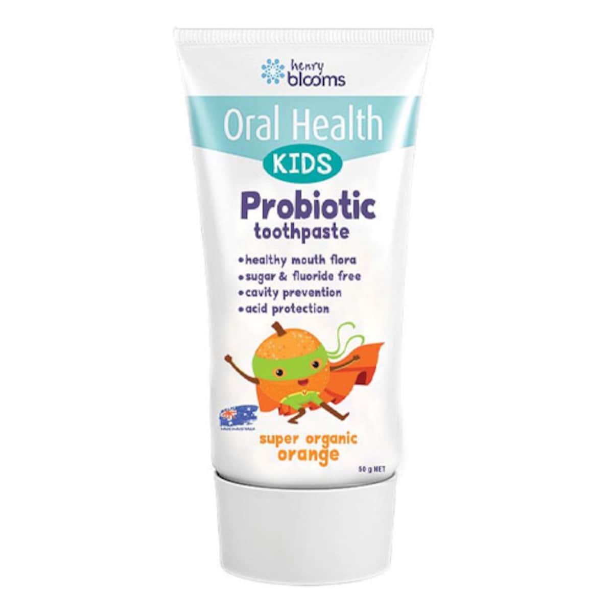 Henry Blooms Kids Probiotic Toothpaste Organic Orange 50g