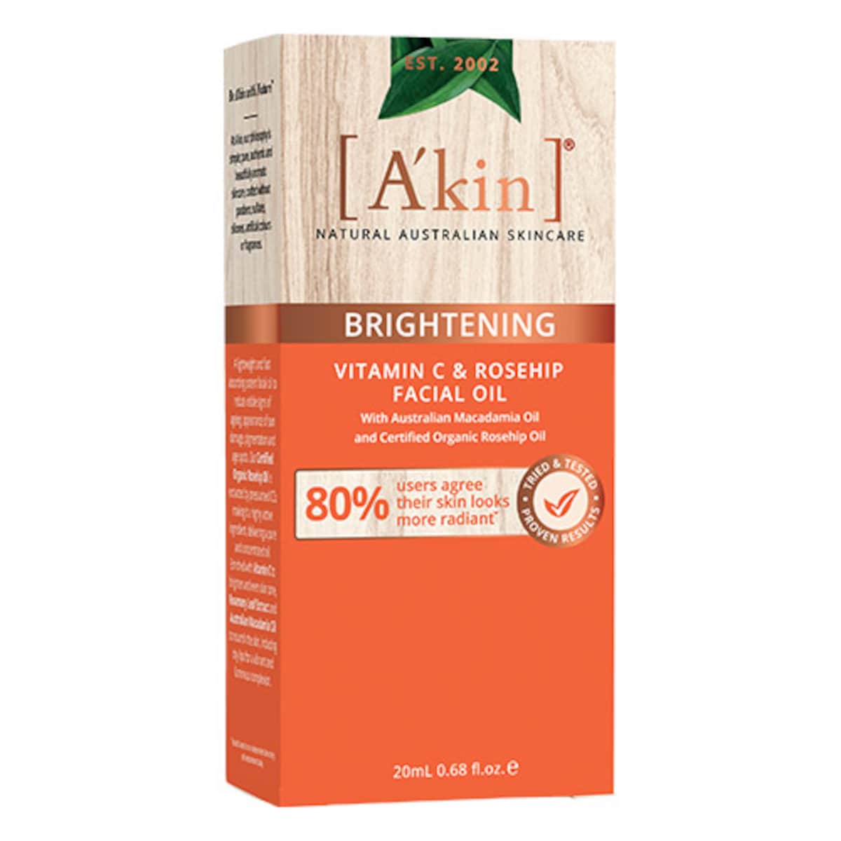 Akin Certified Organic Rosehip Oil with Vitamin C 20ml