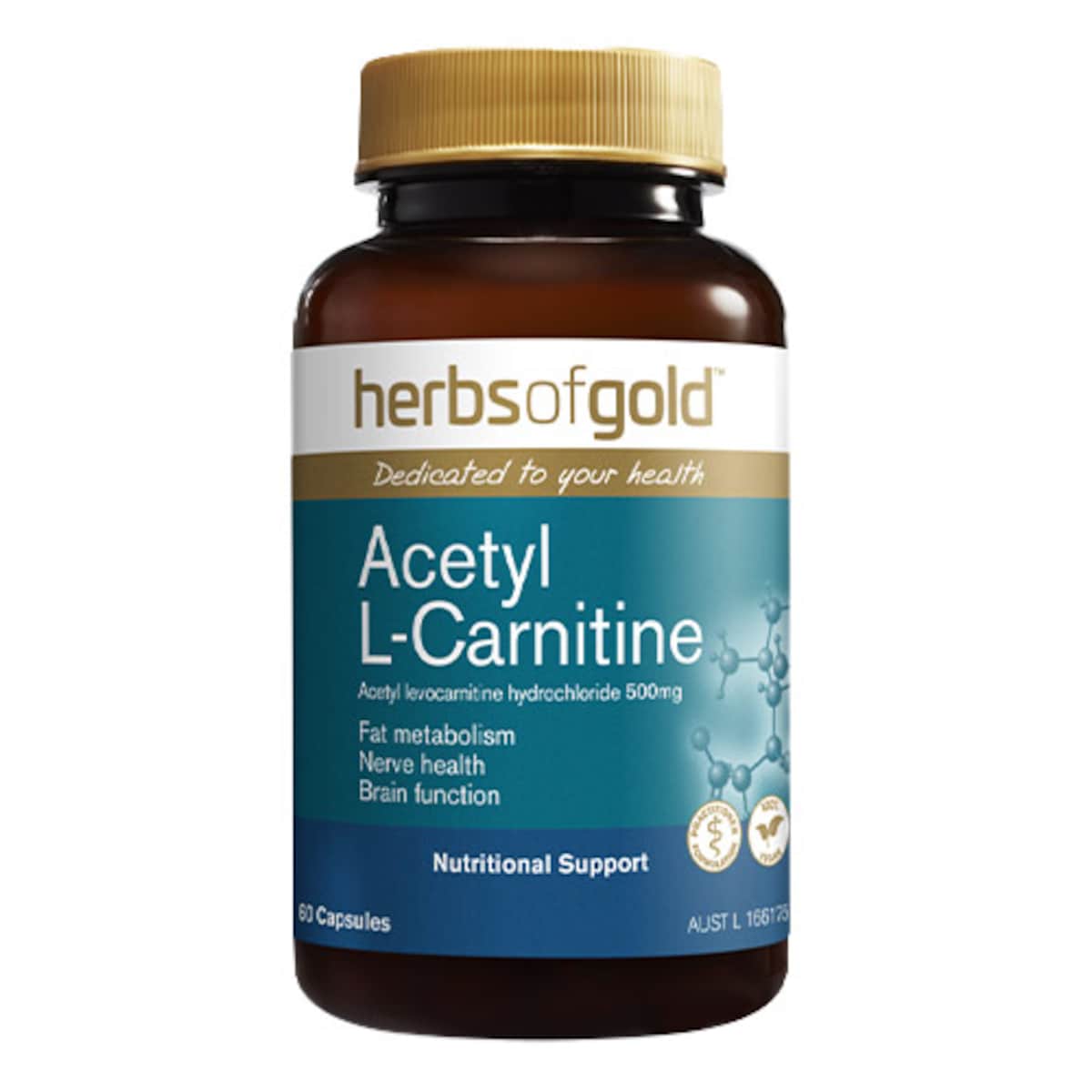 Herbs of Gold Acetyl L-Carnitine 60 Capsules