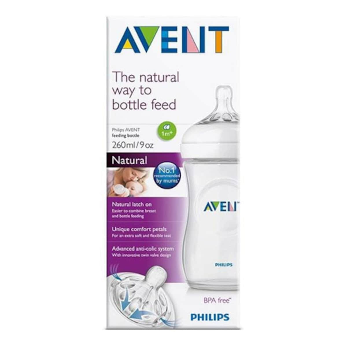 Avent Natural Baby Feeding Bottle Clear BPA Free 260ml