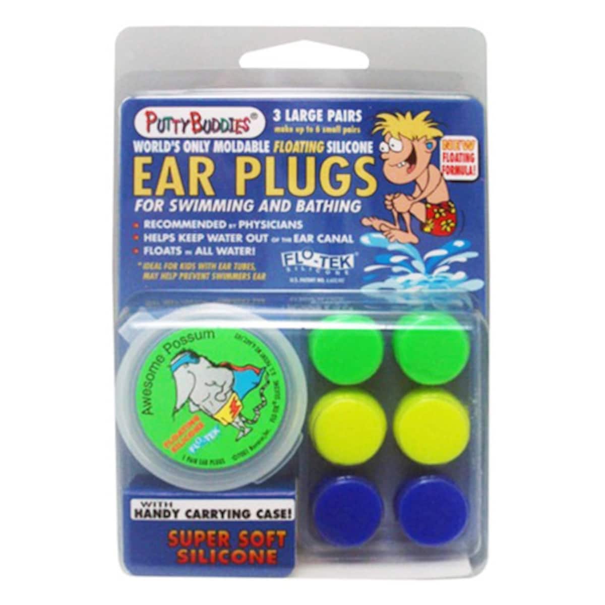 Putty Buddies Floating Silicone Ear Plugs and Case 3 Pairs