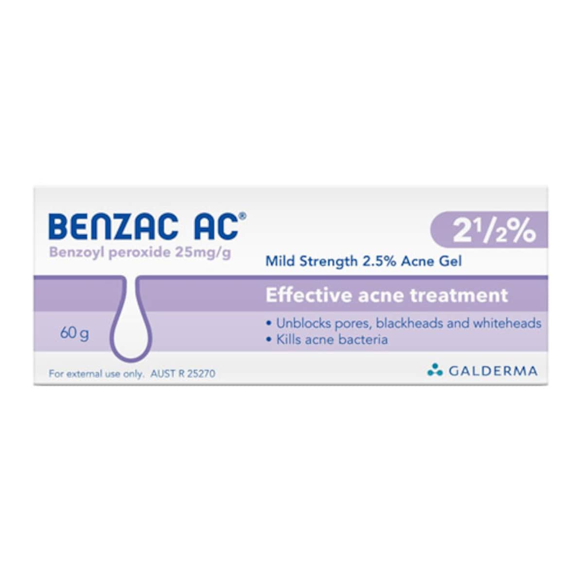 Benzac AC Mild Strength 2.5% Acne Gel 60g