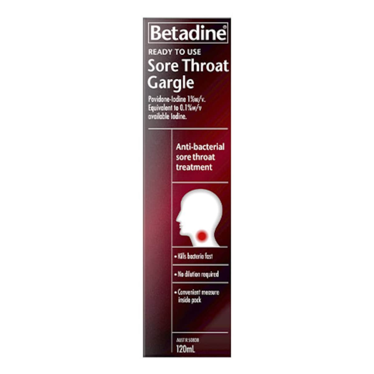 Betadine Ready to Use Sore Throat Gargle 120ml