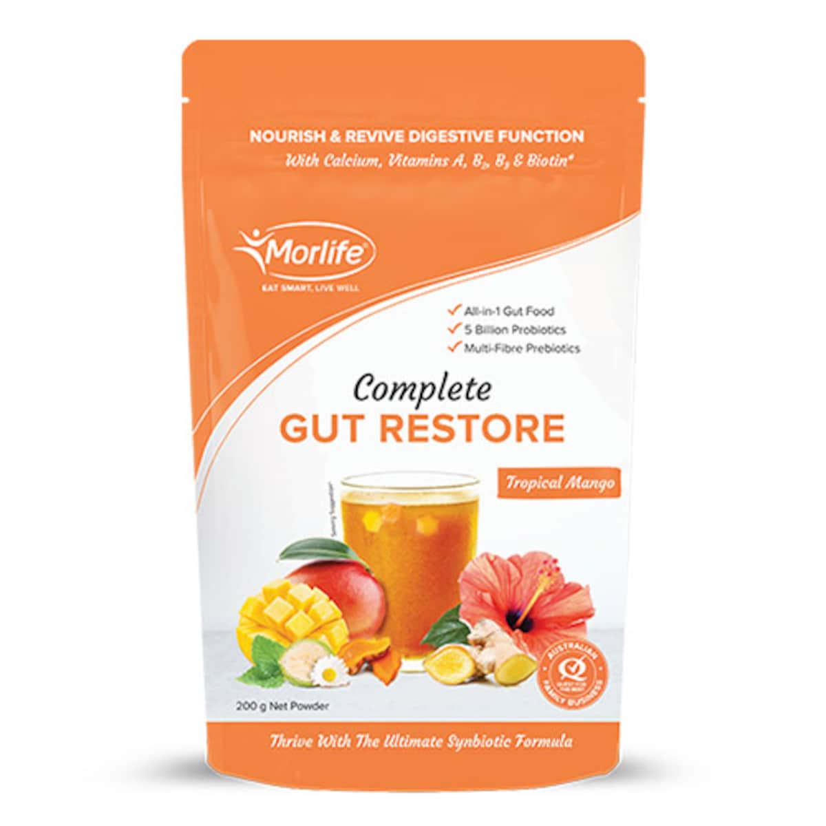 Morlife Complete Gut Restore Powder Mango 200g