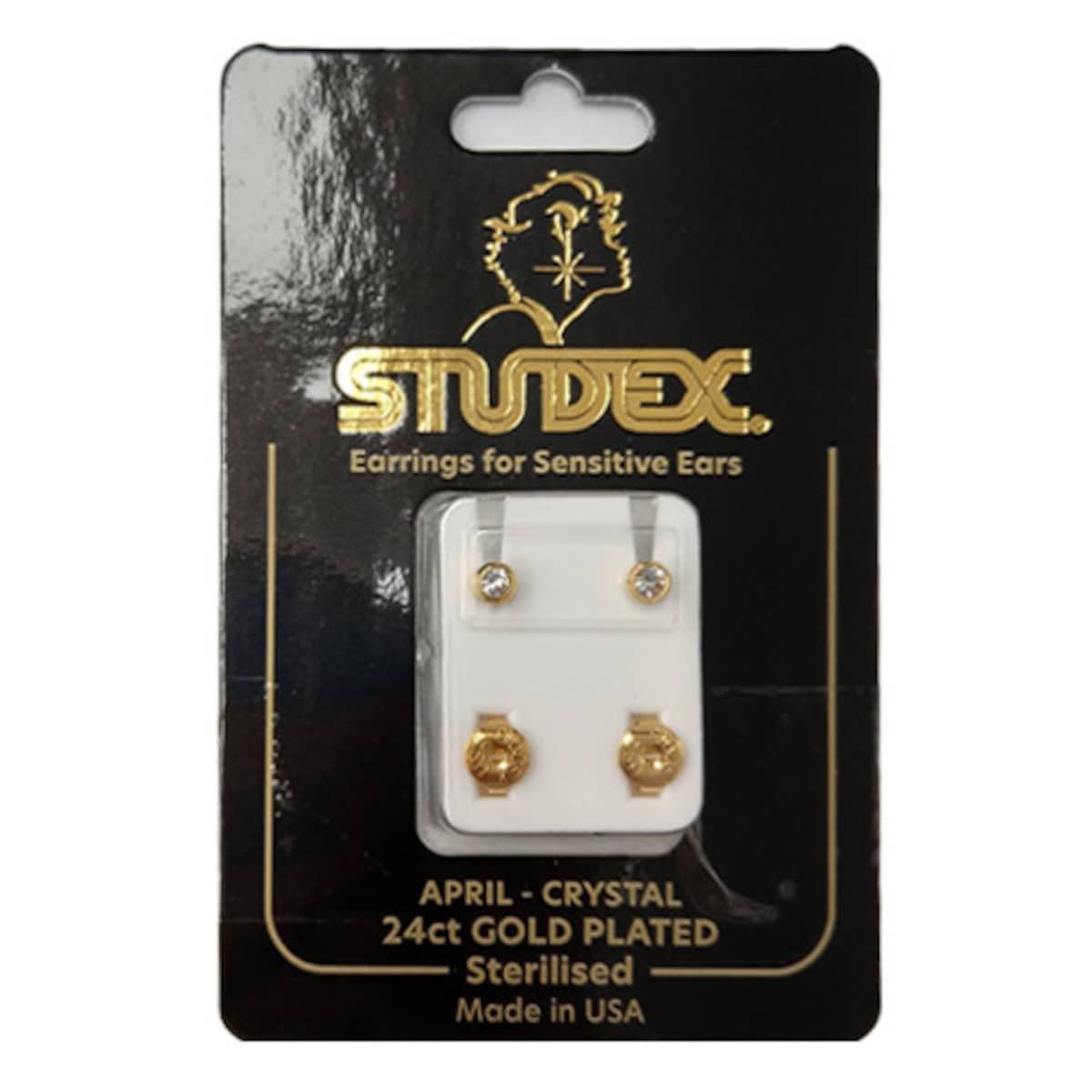 Studex Gold Plated Birthstone Stud Earrings April 1 Pair