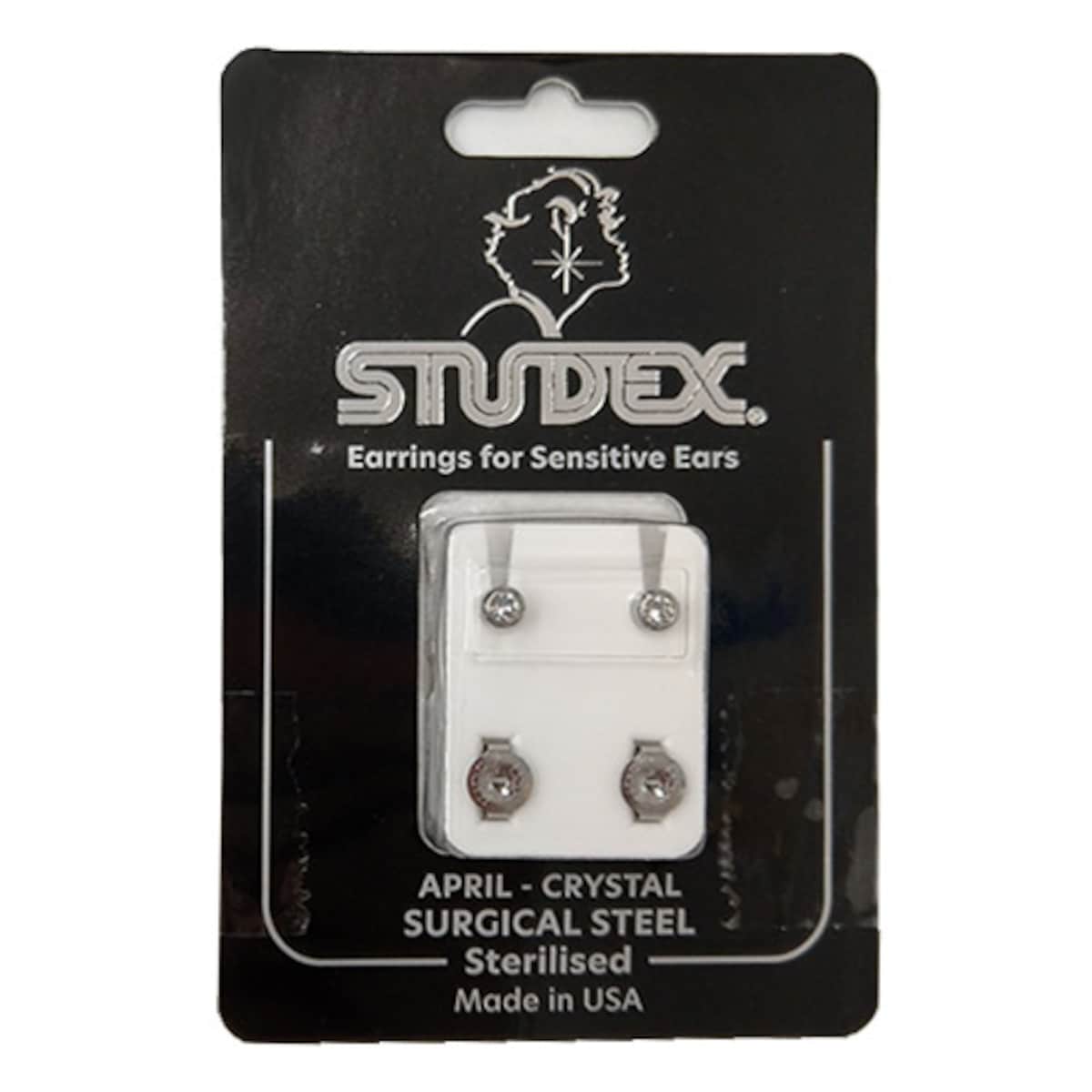 Studex Surgical Steel Birthstone Stud Earrings April 1 Pair