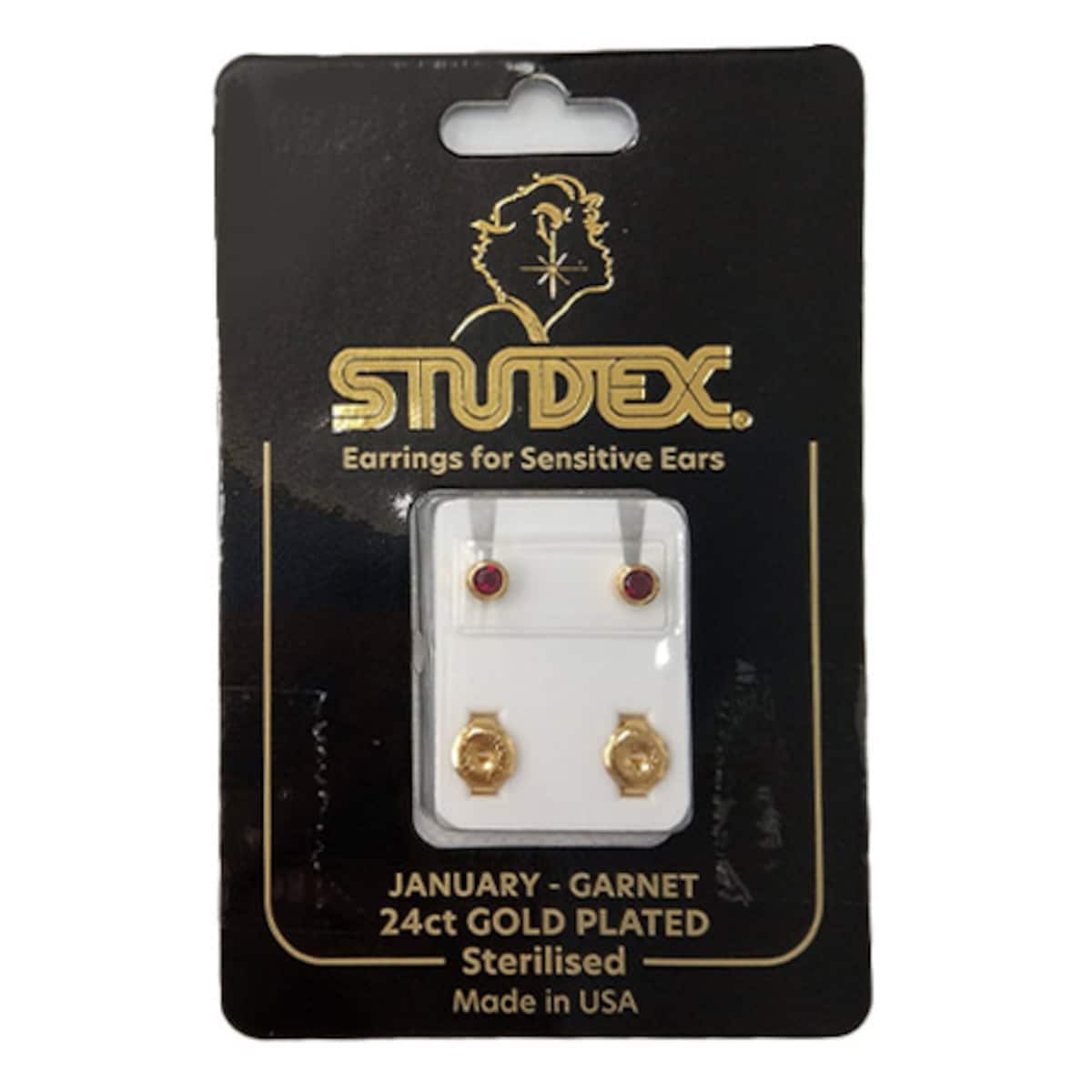 Studex Gold Plated Birthstone Stud Earrings January 1 Pair