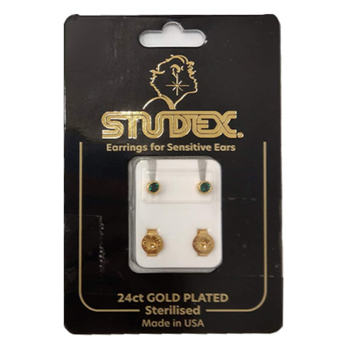 Studex Gold Stud Earring Regular Birthstone Emerald May 1 Pair