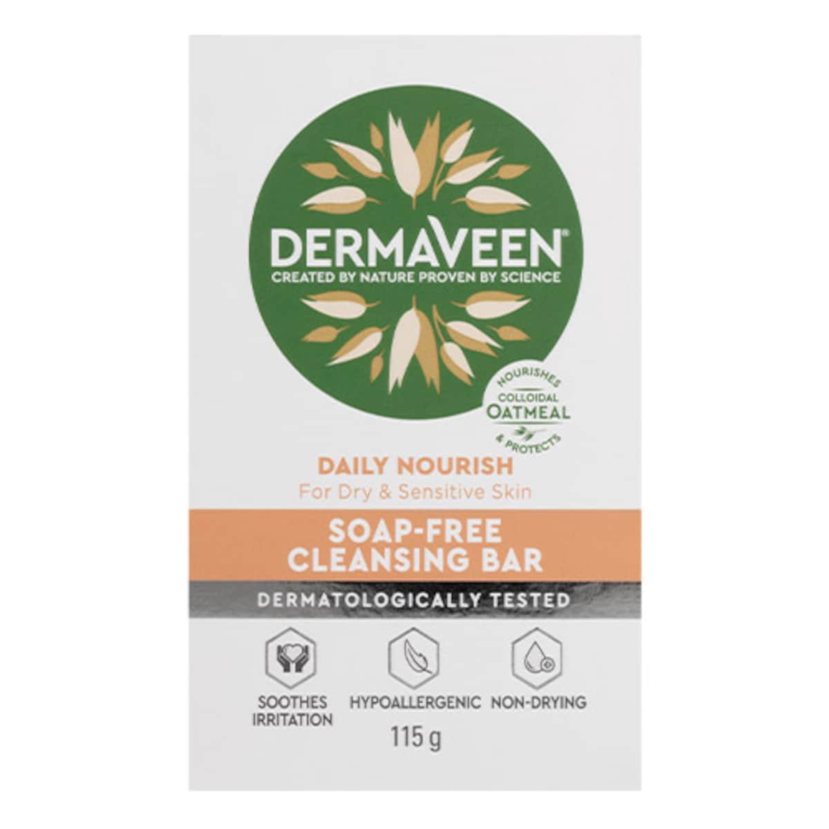 DermaVeen Daily Nourish Soap Free Cleansing Bar 115g