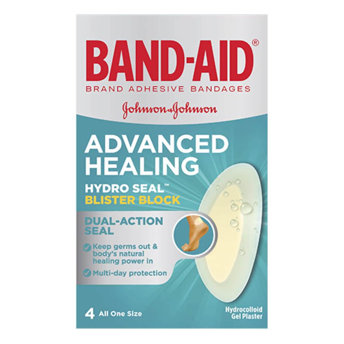 Band-Aid Hydro Seal Blister Block Gel Plasters 4 Pack