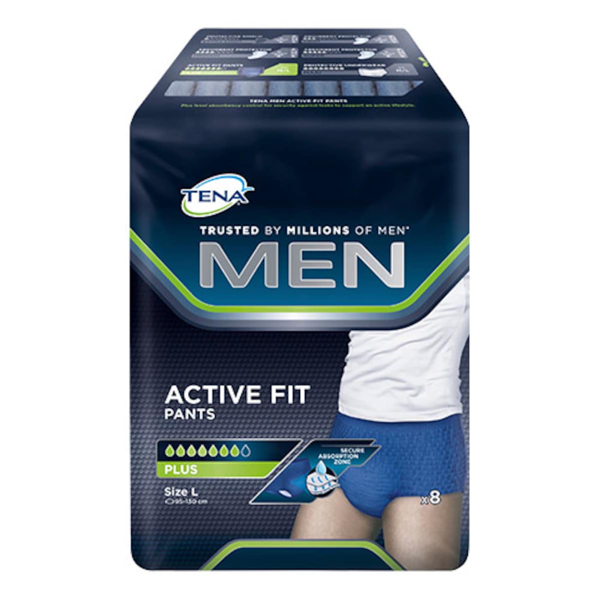 Tena Men Active Fit Pants Plus Large 8 Pack