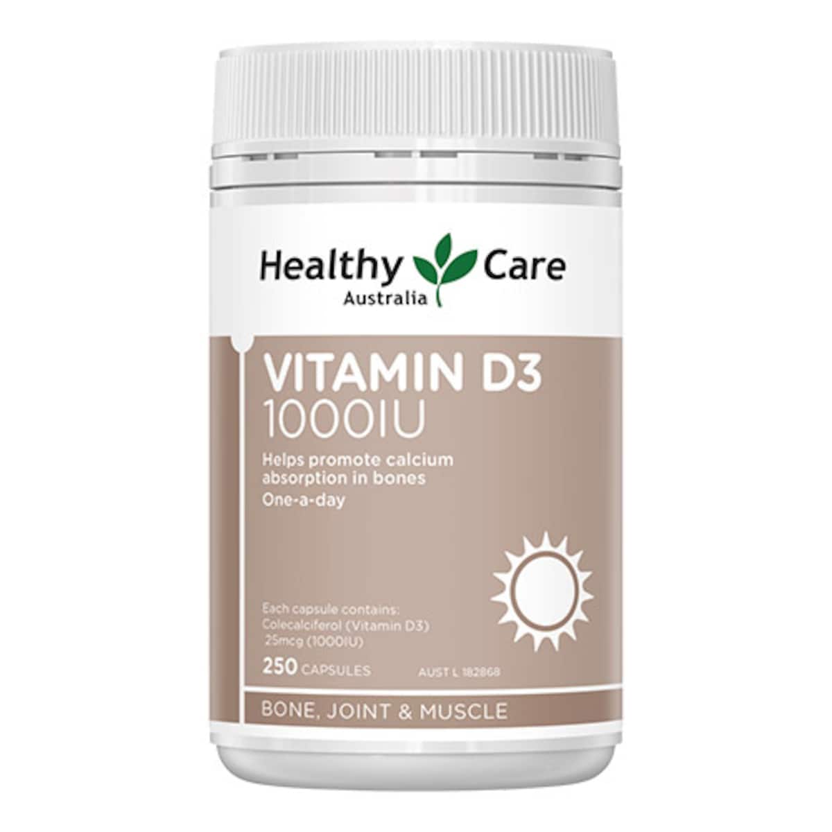 Healthy Care Vitamin D3 1000IU 250 Capsules