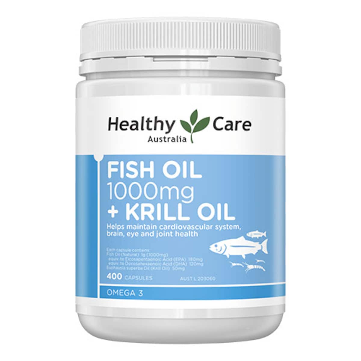Healthy Care Fish Oil 1000mg + Krill Oil 400 Capsules