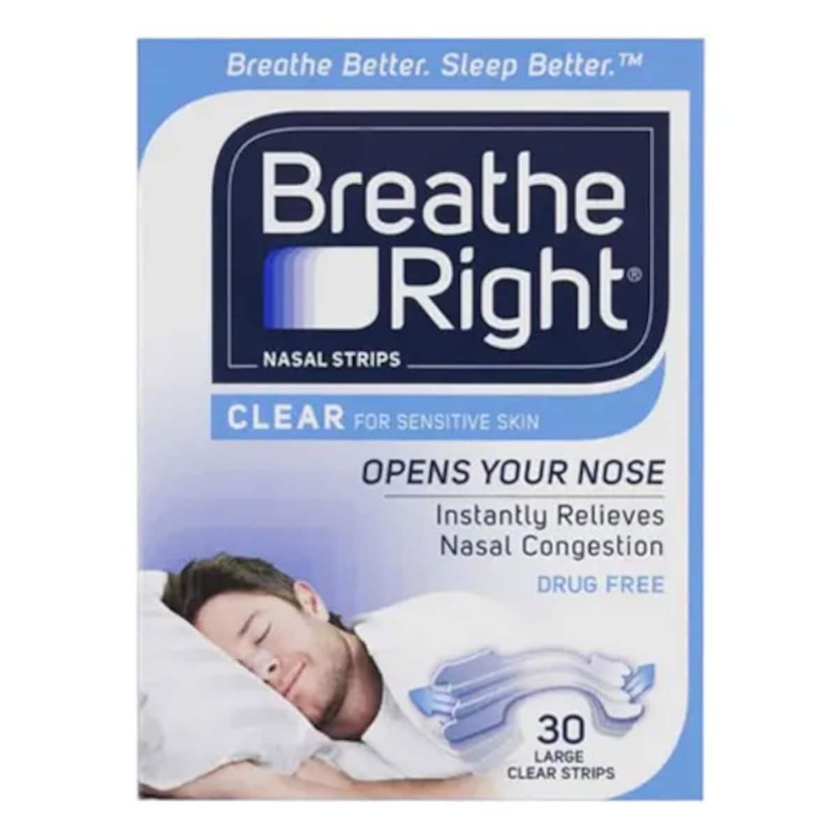 Breathe Right Clear Nasal Strips Large 30 Pack