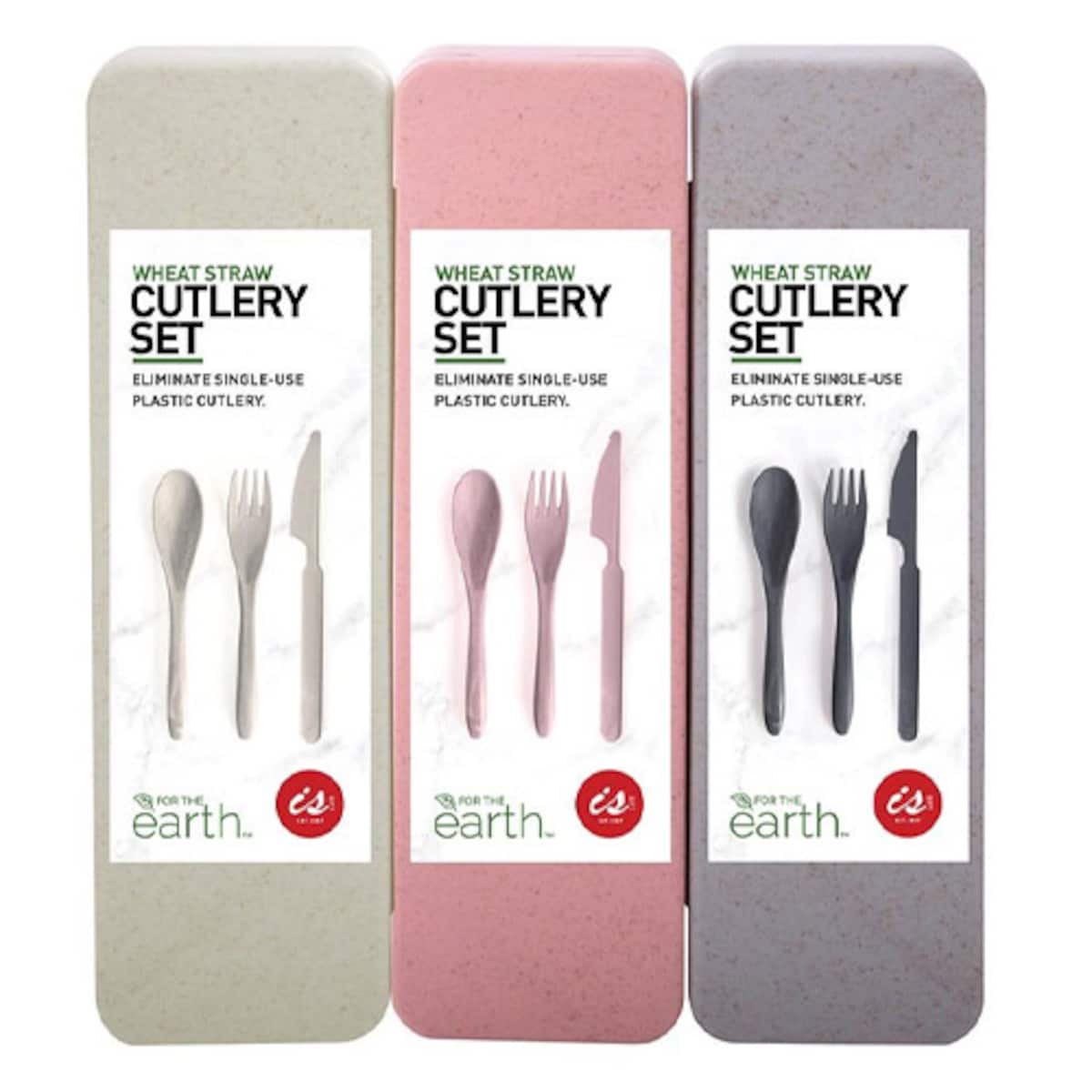 Wheat Straw Travel Cutlery Set Assorted - Assorted Colours