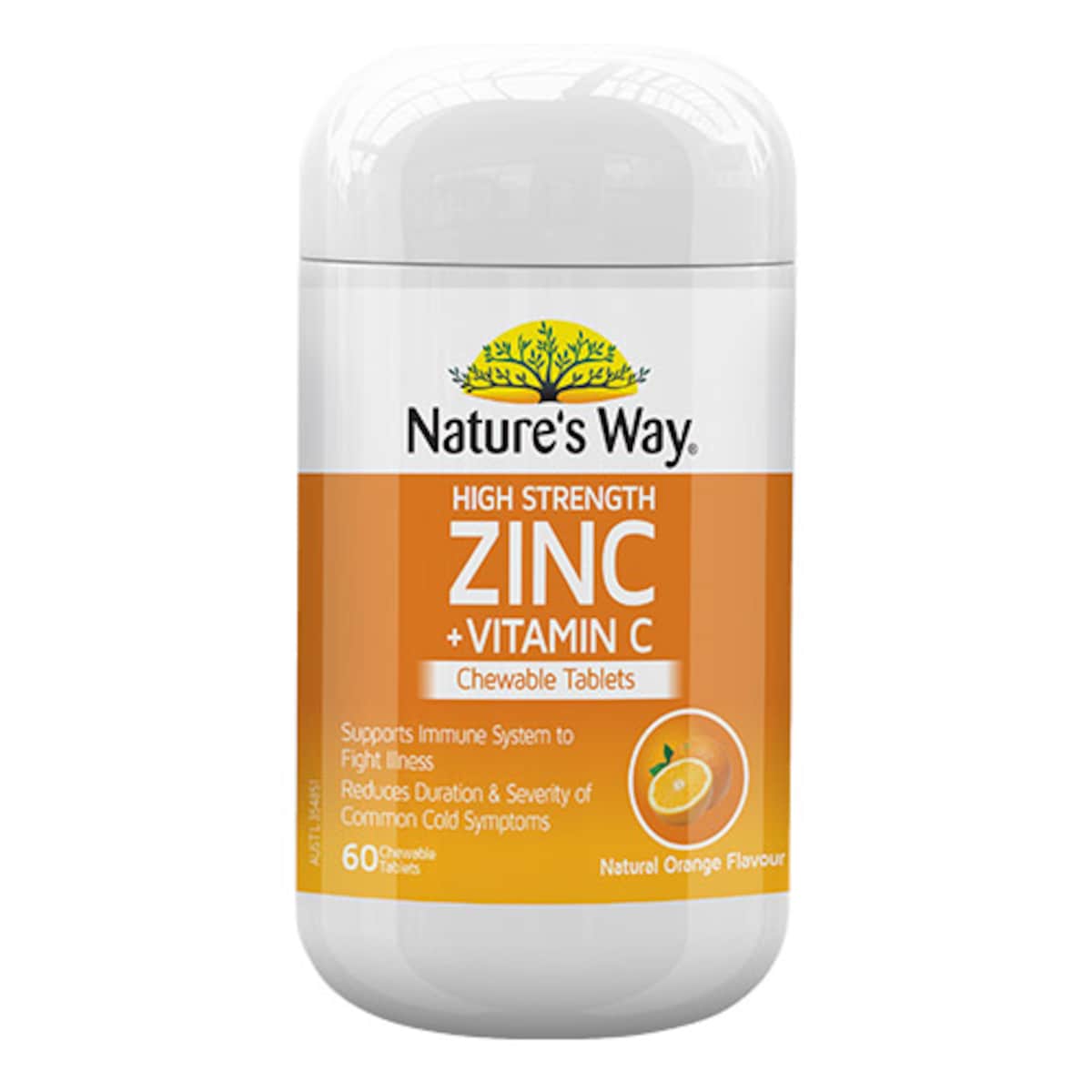 Nature's Way High Strength Zinc + Vitamin C 60 Chewable Tablets