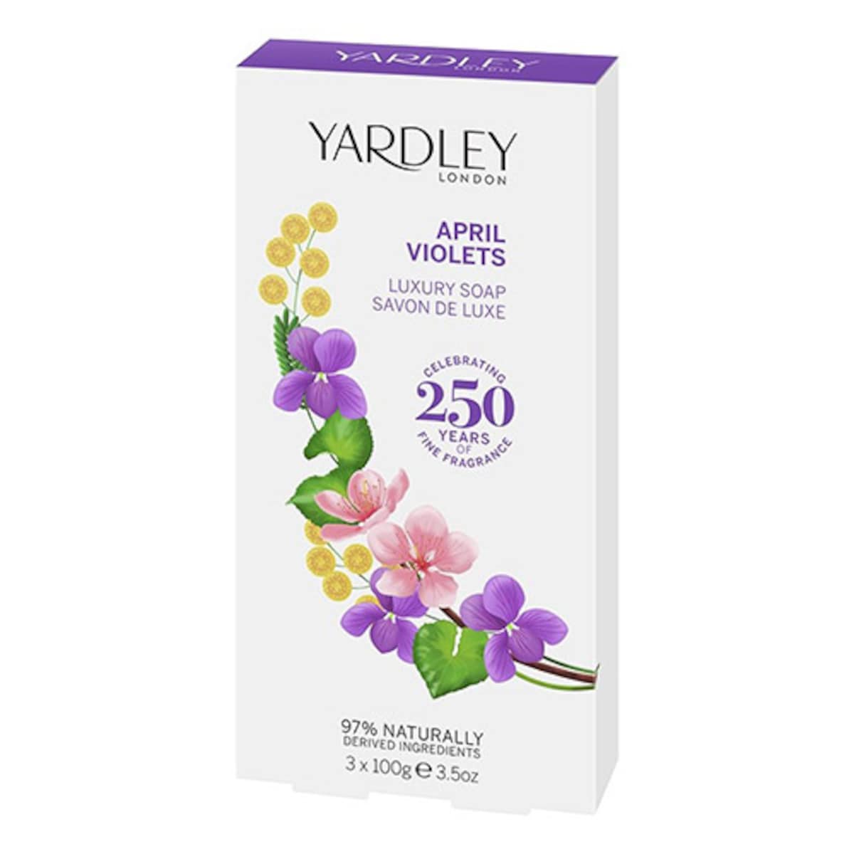 Yardley April Violets Luxury Soap Boxed 3 x 100g