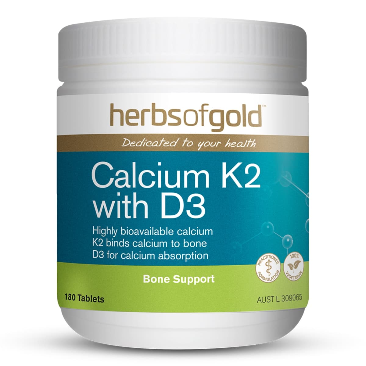 Herbs of Gold Calcium K2 with D3 180 Tablets