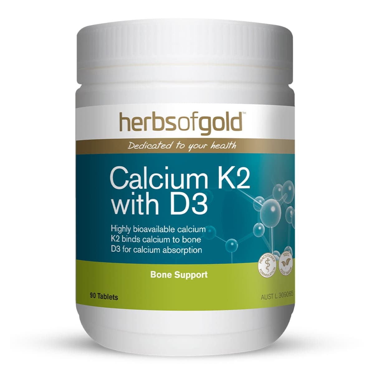 Herbs of Gold Calcium K2 with D3 90 Tablets