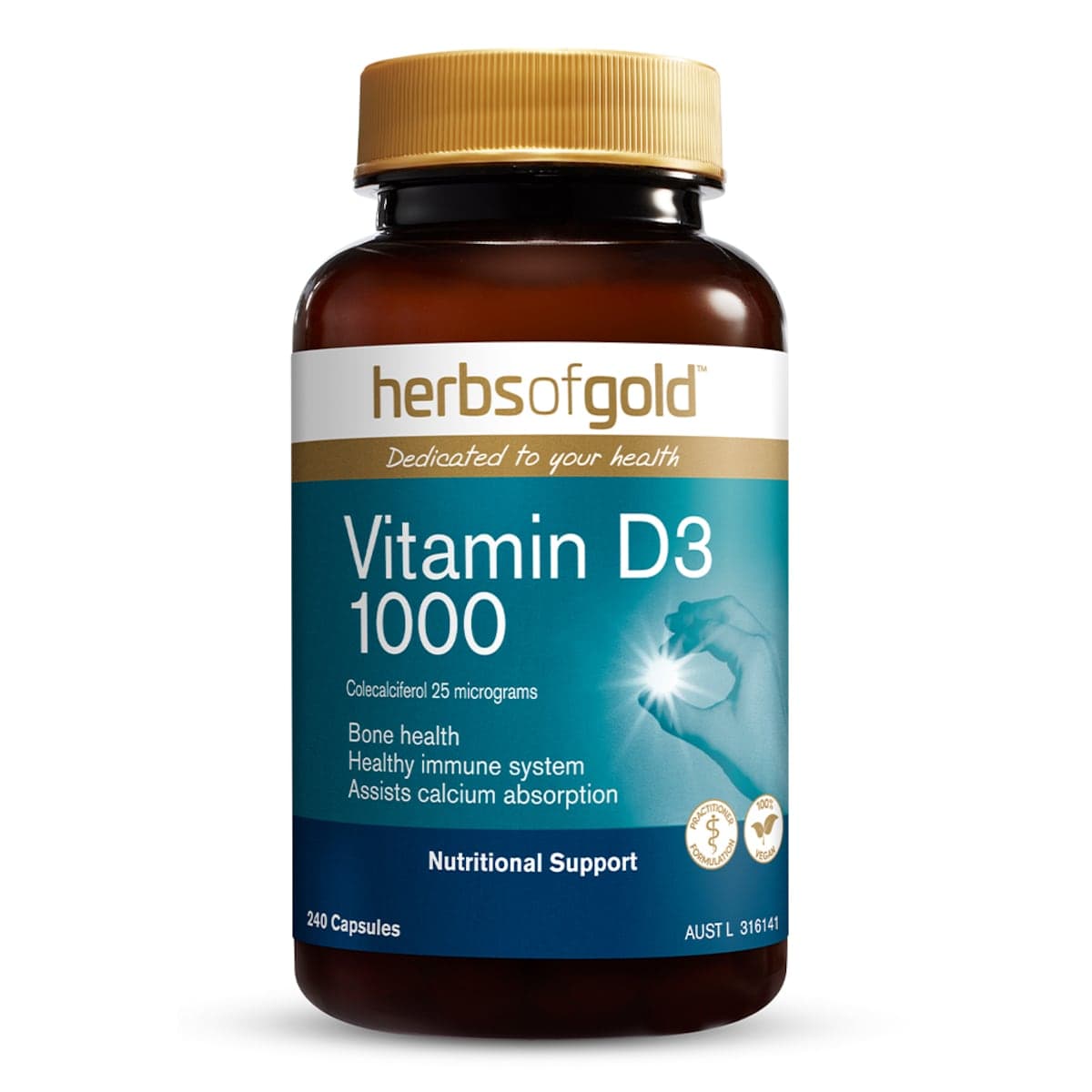 Herbs of Gold Vitamin D3 1000 240 Capsules