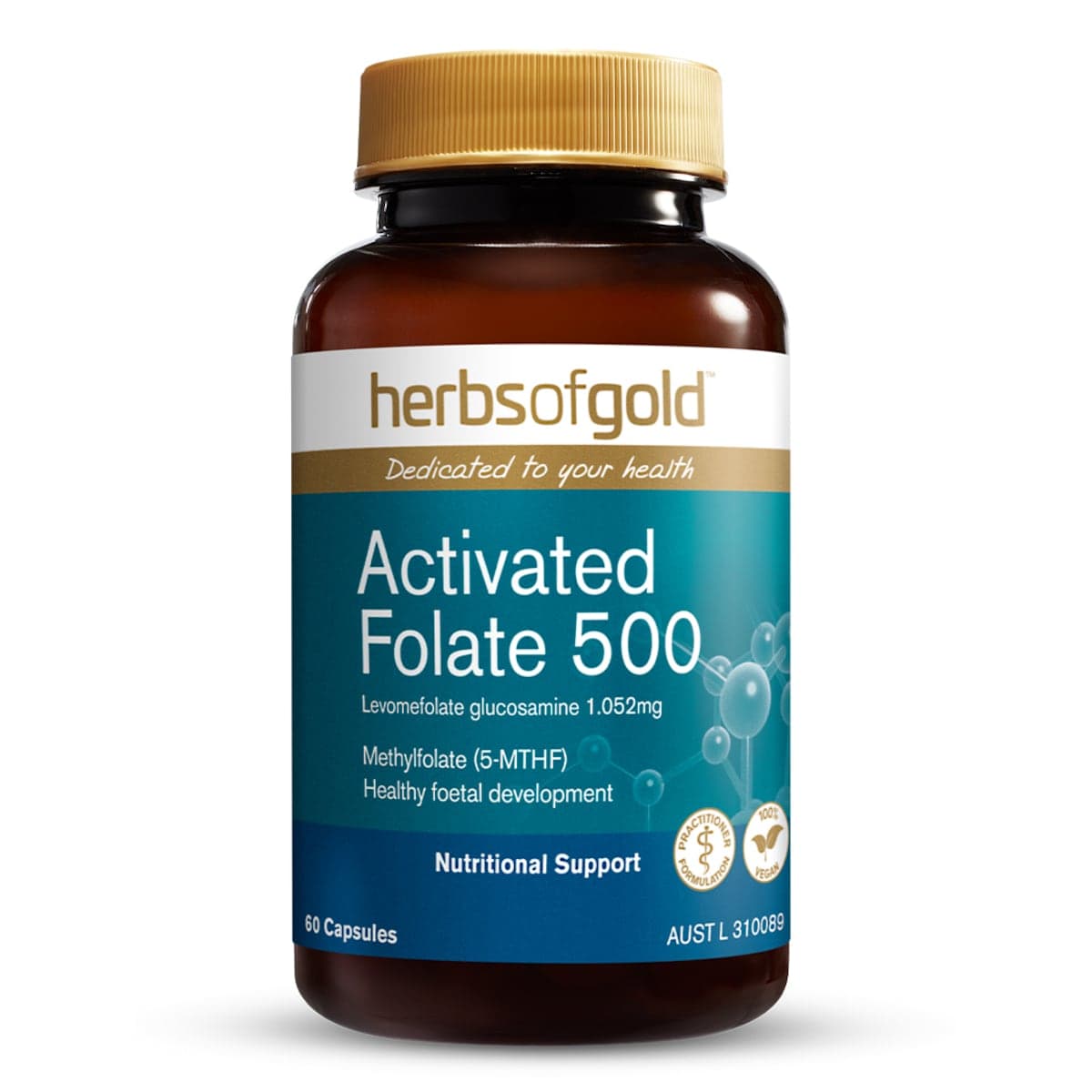 Herbs of Gold Activated Folate 500 60 Capsules