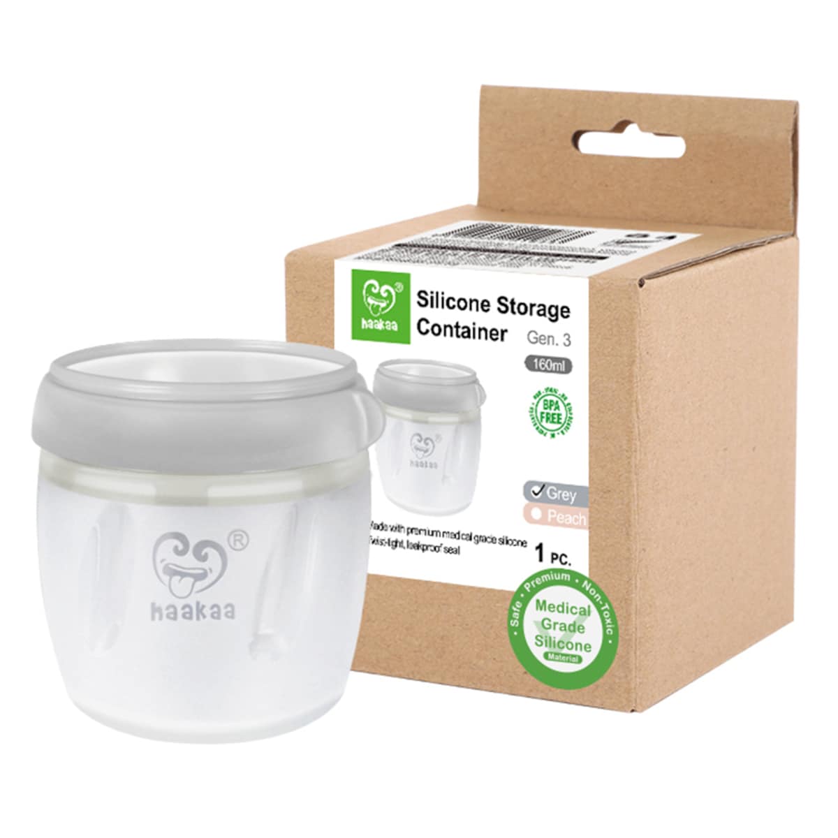 Haakaa Generation 3 Silicone Storage Container Grey 160ml
