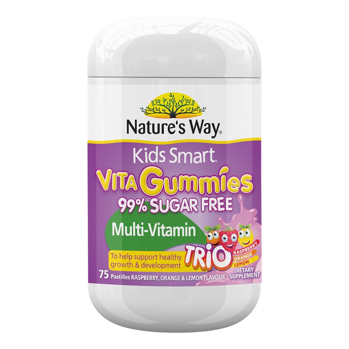 Nature's Way Kids Smart Vita Gummies MultiVitamin 99% Sugar Free Trio Flavour 75 Pack