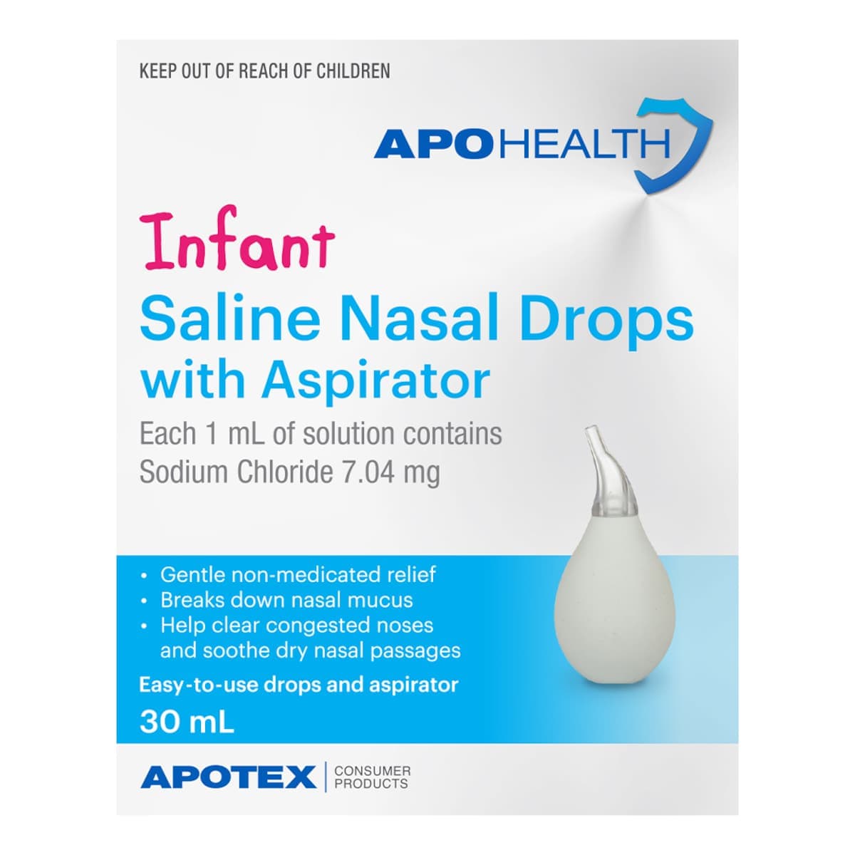 APOHEALTH Infant Saline Nasal Drops with Aspirator 30ml
