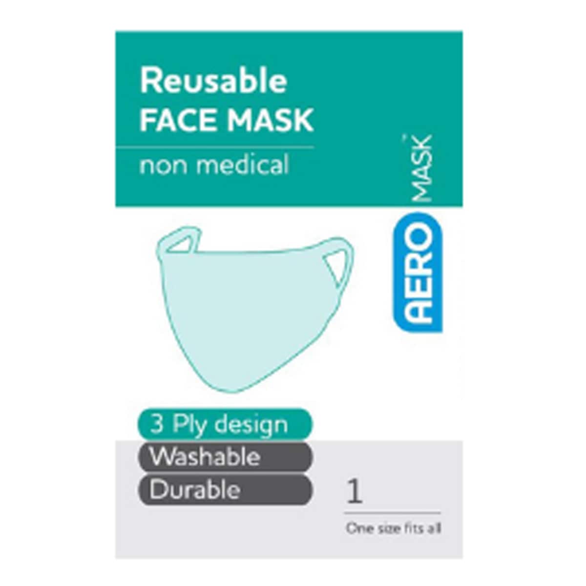 AeroMask Reusable Face Mask Black Single