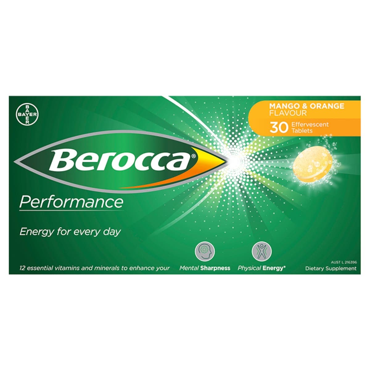 Berocca Performance Mango & Orange 30 Effervescent Tablets