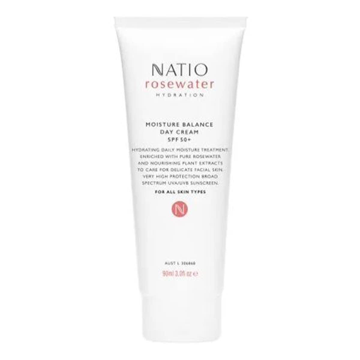 Natio Rosewater Hydration Moisture Balance Day Cream SPF50+ 90ml