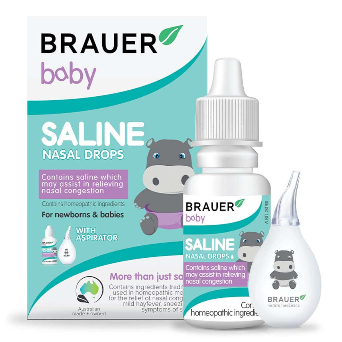 Brauer Baby Saline Nasal Drops with Aspirator 25ml