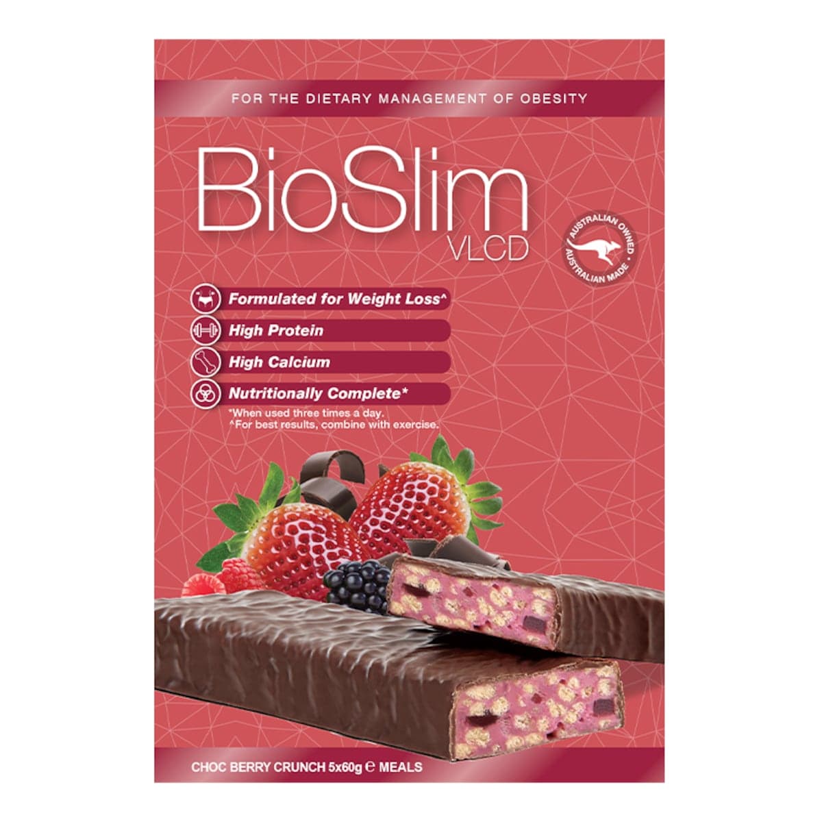 BioSlim VLCD Bar Choc Berry Crunch 5x60g