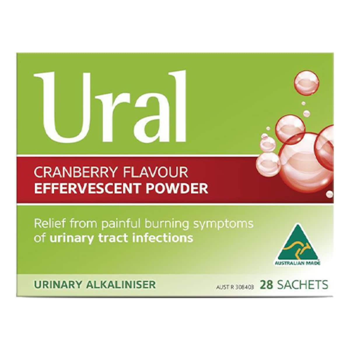 Ural Effervescent Powder Cranberry 28 x 4g Sachets