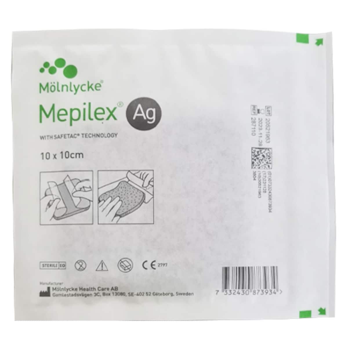 Mepilex AG Antimicrobial Foam Dressing 287110 10cm x 10cm Single