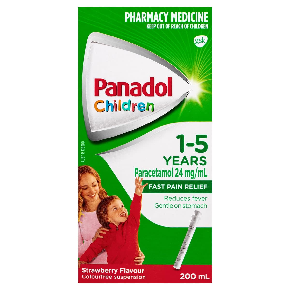 Panadol Children 1-5 Years Strawberry Flavour Colour Free 200ml (Expiry 12.2025)