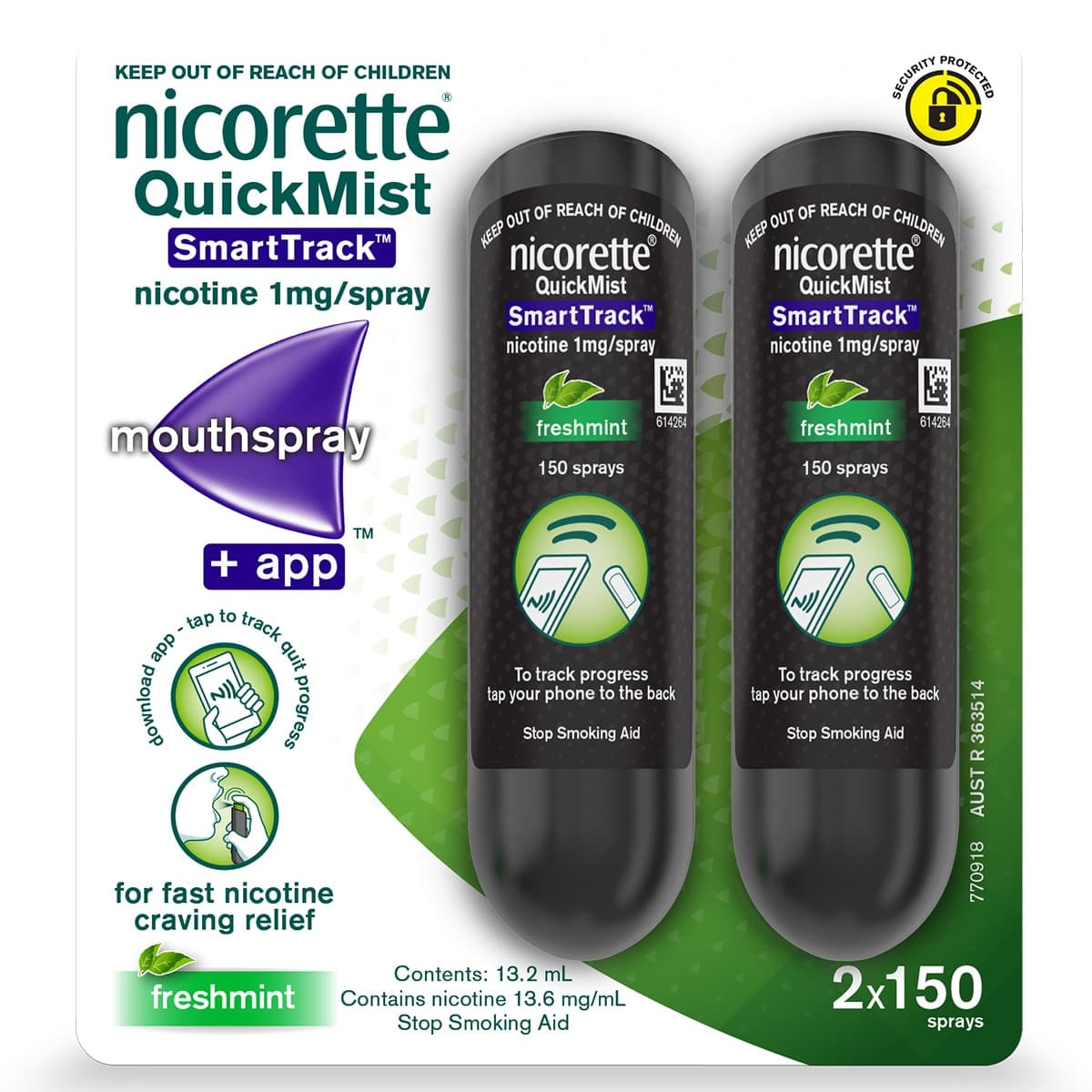 Nicorette Quit Smoking QuickMist Nicotine Mouthspray Fresh Mint 2 Pack
