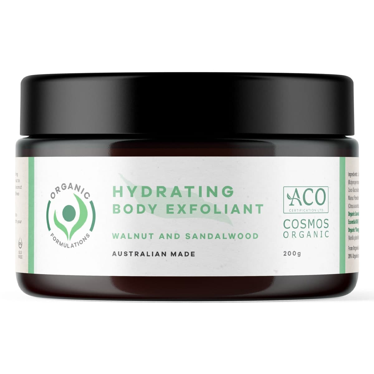 Organic Formulations Hydrating Body Exfoliant with Walnut & Sandalwood 200g